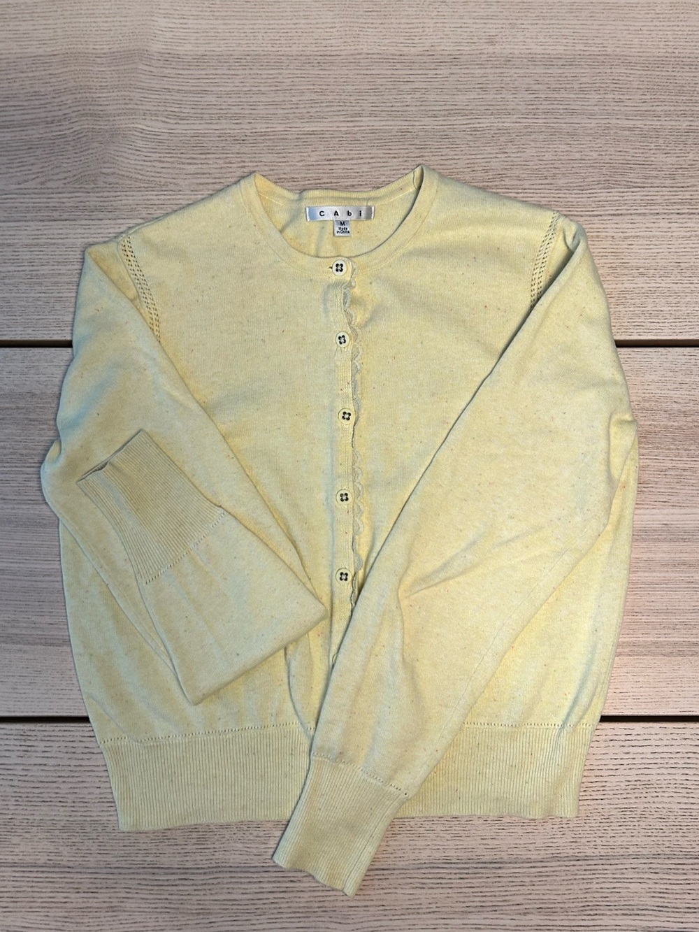 Cabi Sunny Cardigan Butter Yellow Confetti Speckled Sweater medium